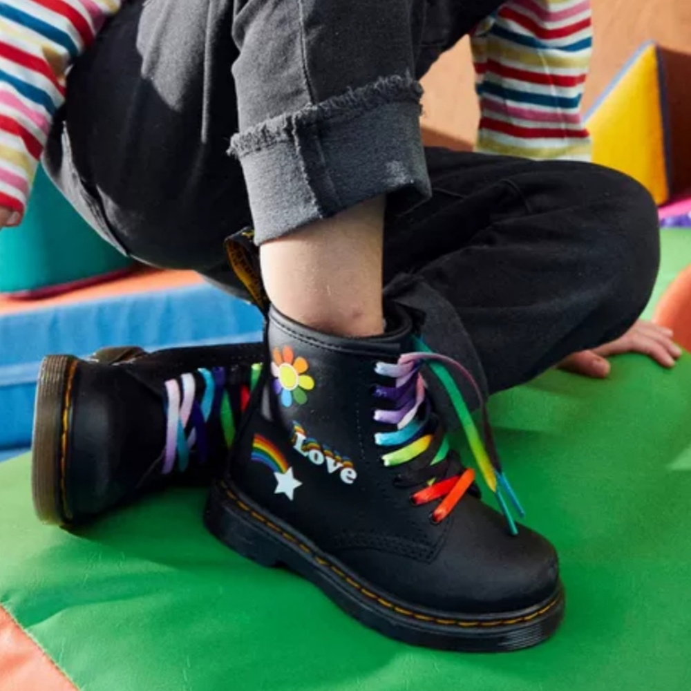 Dr. Martens 1460 Black Boots with Rainbow Accents Side Zipper Size 8 - Picture 2 of 11